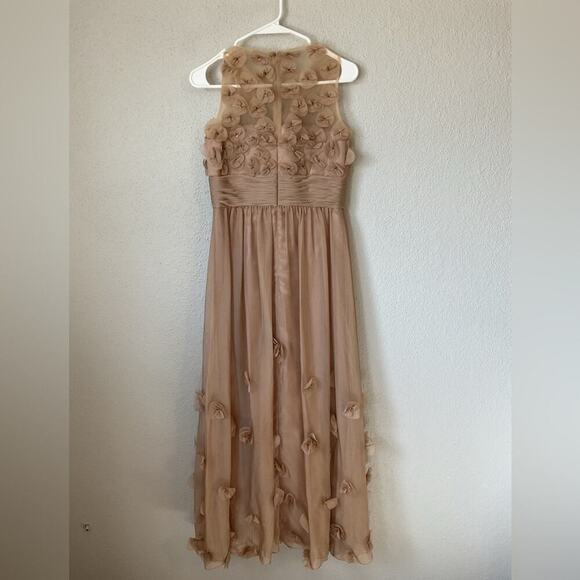 JS Collections Champagne Floral Appliqué Gown Size 6 - Picture 5 of 11